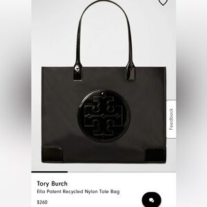 Tory Burch Black Patent Nylon Tote